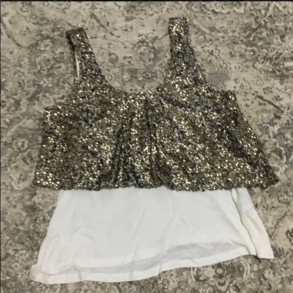 Top shop sequins double layered tank